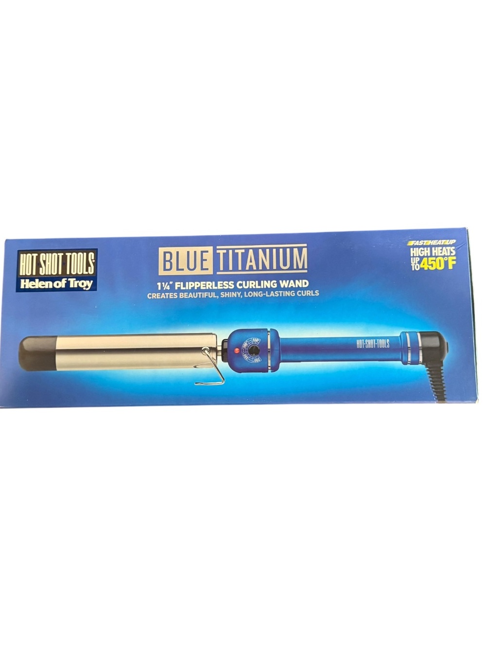 Hot Shot Tools Blue Titanium 1¼" Flipperless Curling Wand - Blue